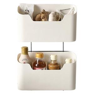 Organizador de Pared Estilo Japonés, Caja de Almacenamiento para Puerta de Armario, Cocina, Baño, Sin Taladro, Soporte para Rollo de Papel Film, Estante de 2 Niveles - Product Image 1