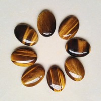 Anneau en cristal naturel 18x25mm, surface incurvée simple, forme ovale, œil de tigre jaune, ornement en topaze pour la fabrication de bijoux, anneaux