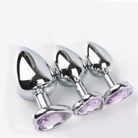 S-hande 3 pièces/ensemble S M L Plug anal en métal, plug anal Fetis, jouets sexuels anaux pour adultes, bijoux en cristal en forme de cœur, plug anal pour homme et femme