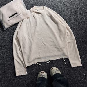 Felpa da uomo con stampa Streetwear in cotone 100% oversize Waffle in maglia termica a maniche lunghe - Product Image 3