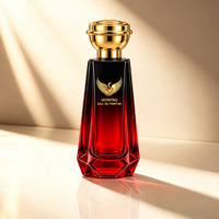 Flacon de parfum en verre transparent de luxe personnalisé avec logo, 100 ml, bouchon à vis rond, rechargeable, avec vaporisateur à pompe
