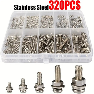 Stainless Steel Screw <b>Set</b> 320pcs Phillips Pan Head Screws Nuts Washers Kit For DIY Repair Tools - Product Image 5