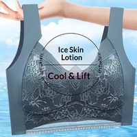 Soutien-gorge push-up anti-affaissement en dentelle pour femmes grandes tailles, quotidien, élastique, doux, soyeux, sans couture, fin, respirant, tricoté