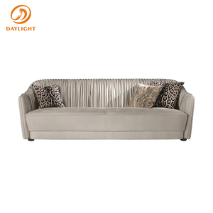 Canapé blanc moderne de luxe avec franges drapées/dossier décoratif plissé et base modulaire, canapé Art Déco haut de gamme pour hall d'hôtel - Product Image 4