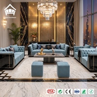 Canapé Chesterfield modulaire en bois massif et velours de luxe pour salon, appartement, villa, manoir - Solution de mobilier tout-en-un