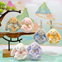 Produsen Boneka Plushie, Mainan Laris Manis Custom, Boneka Kelinci Plushie 3D Lembut dengan Gantungan Kunci dan Klip Logam