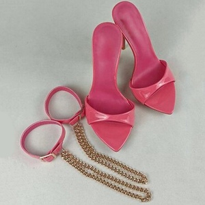 Wide Fit Size 47 Summer Women Stiletto Metal Chain Ankle Strap High Heels Dress Sandals Outdoor Mules <b>Shoes</b> Party Pumps - Product Image 6