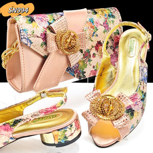 Inmyshop Black Platform Sandal With <strong>Evening</strong> Bags for Party Wedding <strong>Low</strong> <strong>Heels</strong> Matching Italian <strong>Shoe</strong> and Bag Set for <strong>Lady</strong> - Product Image 5