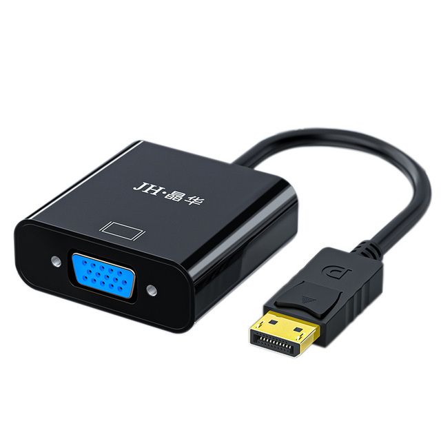 High-Speed DP to VGA Converter Gold Plated Male to Female Adapter PVC Jacket 1920x1080P Black Audio Video Cable