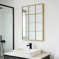 Miroir décoratif mural rectangulaire moderne sur mesure, miroir à grille avec cadre en fer forgé pour la maison et l'hôtel