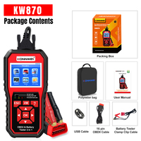 Escáner de Diagnóstico para Automóviles KONNWEI KW870 Todo en Uno, Herramienta de Diagnóstico OBD2 con Probador de Alternador y Batería de Automóvil
