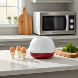 Cocedor de huevos Eidorn con base roja para cocer huevos en microondas, juego de 5 piezas - Product Image 3