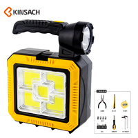 Lampe de travail LED portable de qualité supérieure 2026, rechargeable par énergie solaire, lampe de recherche LED COB avec ensemble d'outils