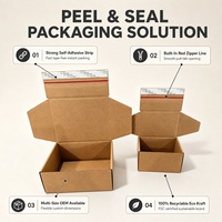 Boîtes personnalisées en carton recyclé avec fermeture éclair, ruban adhésif auto-scellant, boîte d'expédition en carton ondulé avec bande de déchirement
