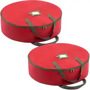 Bolsa de almacenamiento para coronas de navidad artificiales, contenedor de 24 pulgadas, redondo, impermeable, 600D, Oxford, vacaciones, Navidad