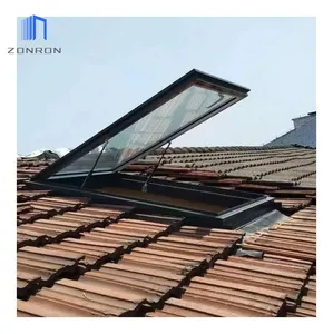 Zonron Factory Price Custom Roof Window Manual Opening Glass Hurricane Proof Aluminum Roof Top Skylights