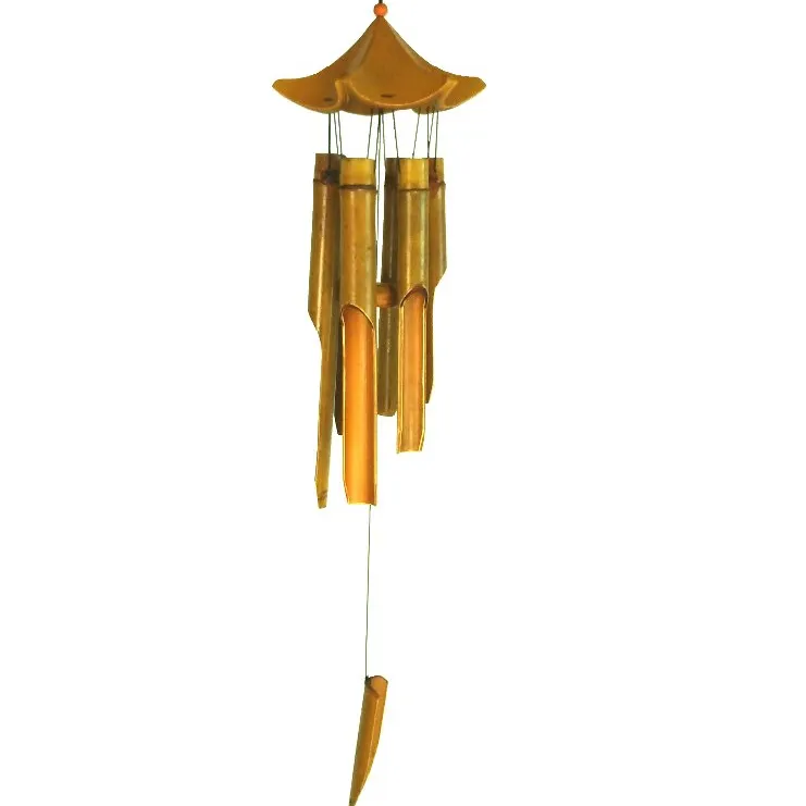 Wholesale natural bamboo wind chime-34&quot;H umbrella shape top bamboo wind chime.