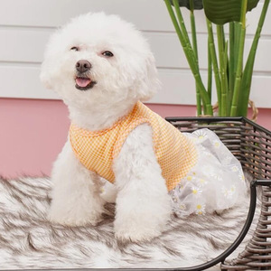 Jupe en tulle pour petits chiens, robe rose à carreaux et imprimé marguerite, vêtements pour chiens Bichon Frise, Teddy, Yorkshire Terrier, Schnauzer, tailles Sm Xs - Product Image 3