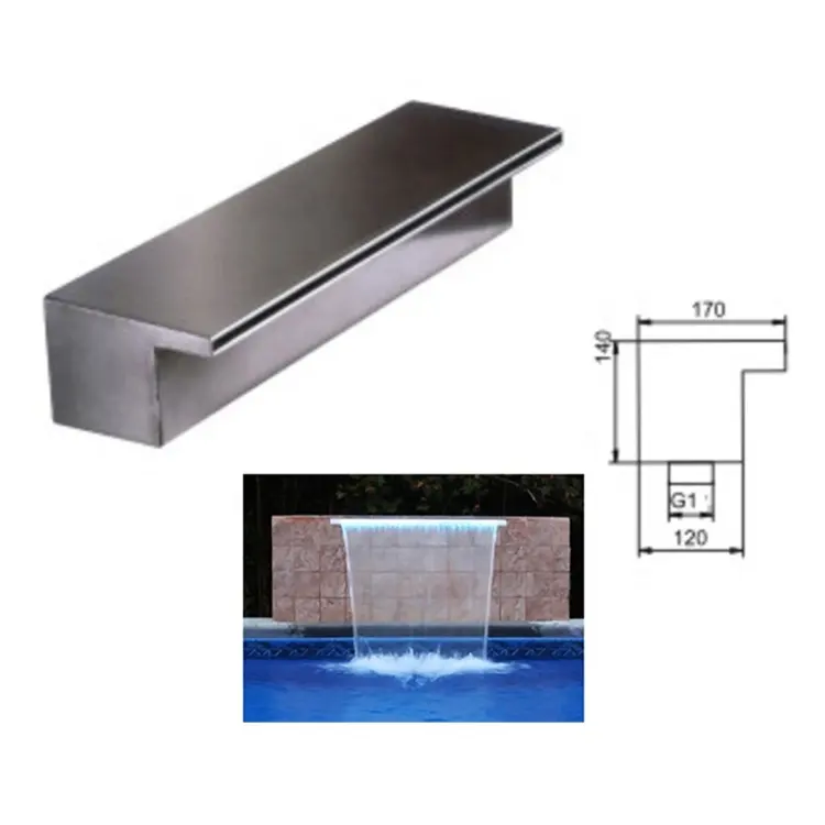 Garden Ornament Swimming Pool Wall Spillway Waterfall Blade Cascade With Led Light