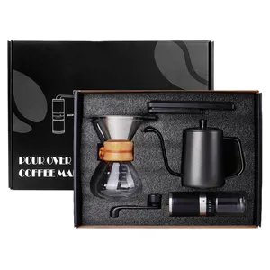 Atacado pote de café por gotejamento-Conjunto de café amazon v60, conjunto de café para viagens, moedor manual de café, chaleira com caixa