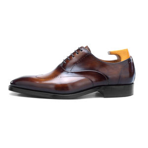 Nouveauté Chaussures Oxford pour hommes en cuir véritable italien peintes à la main - Chaussures habillées de luxe artisanales pour mariage et affaires - Product Image 3