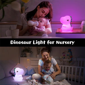 Veilleuse dinosaure ultra douce en silicone, à commande tactile, luminescente dans le noir, à piles, à intensité réglable, lumière LED blanc chaud pour enfants - Product Image 5