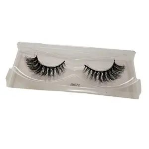 IM072 20mm natural 3d fluffy fake faux mink eyelash 15-18mm volume full strip faux Mink eye Lash wholesale private label