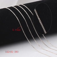 Chaîne de boîte multi-tailles en argent sterling S925 0.84mm 1.26mm 2.42mm Chaîne à maillons carrés pour la fabrication permanente de colliers et de bracelets.