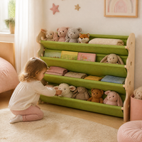Étagère de rangement suspendue pour enfants, cadre en bois massif avec paniers en tissu, organisateur suspendu à 4 niveaux, bibliothèque pour chambre d'enfant, salle de jeux