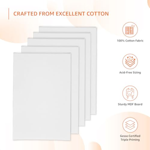 Toile à peindre vierge 100 % coton, format personnalisé, prête à l'emploi, sans acide, pour artistes et enfants - Product Image 2
