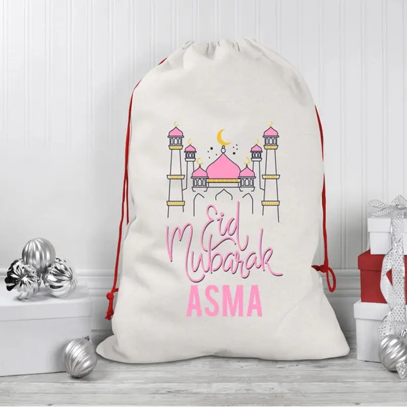 Bolsa de presente para decoração de ramadã, bolsa de presente em lona