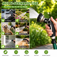 Pistola de Agua para Jardín SUNSHINE con 9 Patrones de Rociado, Boquilla Antideslizante con Control de Flujo, Mango Ergonómico de Aleación de Zinc y TPR, Venta al Por Mayor OEM/ODM