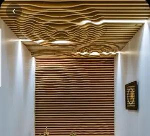 3D di legno onda pannelli per alberghi decorazione della stanza