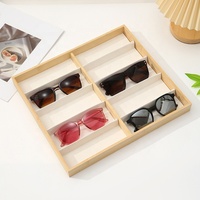 Plateau à lunettes en bois de bambou avec étui de présentation en velours, boîte à lunettes à plusieurs compartiments, boîte de rangement pour lunettes de soleil