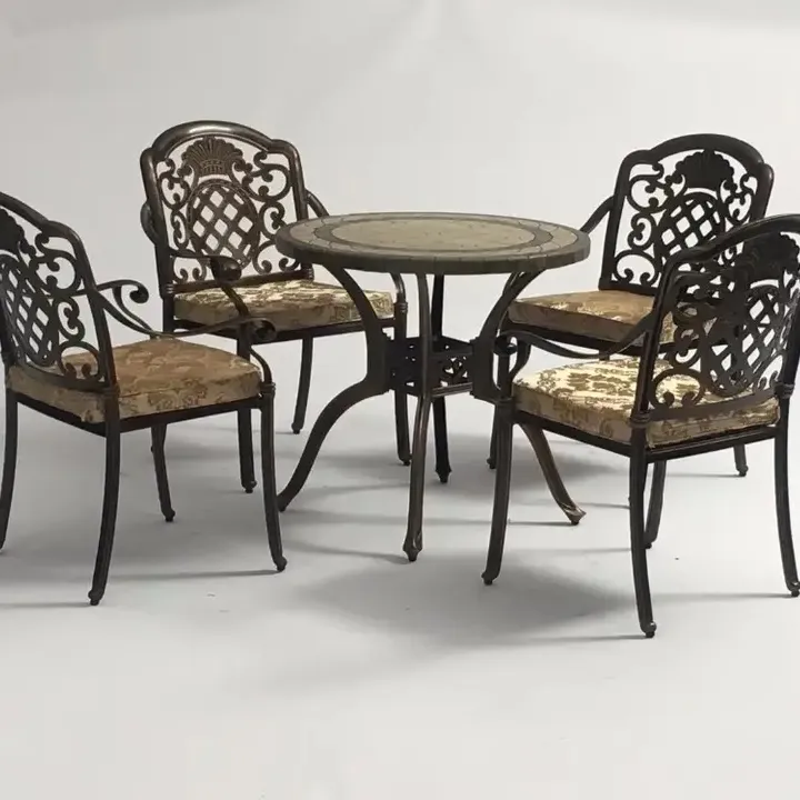 6 chaises, meubles de cour en fonte d'aluminium, ensemble de table à manger d'extérieur en alliage d'aluminium, offre spéciale