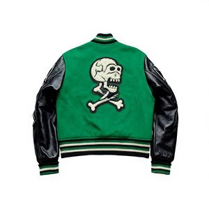 Jaket Balap Kulit Vintage Kustom Berkualitas Tinggi dengan Patch Bordir Jaket Motor Kartu Pria - Product Image 2