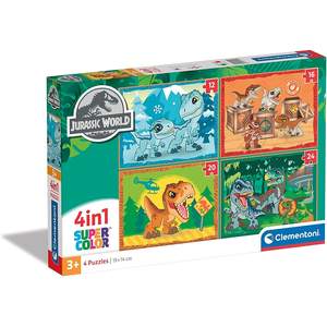 CLEMENTONI SUPERCOLOR - PUZZLE 4 IN 1 JURASSIC WORLD - Product Image 1
