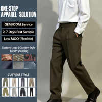 Pantalon de costume plissé décontracté pour homme, coupe droite Naples, taille haute, style italien Paris, avec boucle, collection automne-hiver