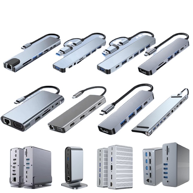 Oem Usb Hub Hdmi-compatible Type c Hub Ethernet Rj45 c Hub Usb3.1 4k Vga Pd Charging 8 En 1 3.0  for Computer Phone Pc