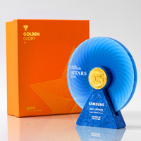 Trophées, médailles et plaques en verre cristal personnalisés, écologiques, imprimés UV, créatifs, gravés, pour récompenses, usage personnel ou d'entreprise, cadeau