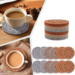 Sous-verres ronds en <span class=keywords><strong>feutre</strong></span> absorbant la chaleur, imprimés, personnalisés, pour boissons, verres à vin, tasses à thé, tasses à café - Product Image 6