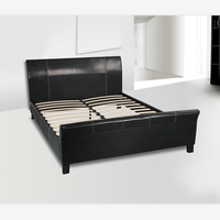 Lit double en cuir Pu souple, de haute qualité, bon marché, rembourré doux, avec cadre en bois et chaussons pour meubles de chambre à coucher