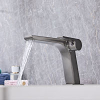 Robinet de lavabo monocommande en laiton, eau chaude et froide, chromé gris anthracite, durable, pour salle de bain moderne, vente en gros
