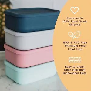 Custom Logo Cute 3 Compartment Silicone Bento Leak Proof <b>School</b> Lunchbox Lid BPA Free Microwavable Heatable Durable Eco-Friendly - Product Image 3