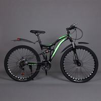 Vélo de montagne tout-terrain à suspension avant 21 vitesses, cadre en acier haute teneur en carbone, absorption des chocs, design unisexe pour adultes et étudiants