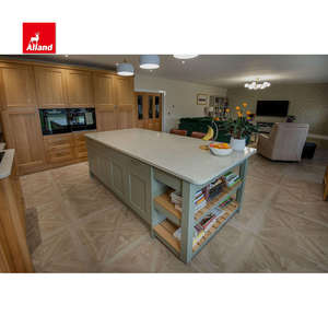 Muebles de Cocina Modelo Nuevo de Madera de Arce Teñida a Mano Estilo Americano Alland Green Island, Diseños Mini para Cocinas <span class=keywords><strong>Pequeñas</strong></span> - Product Image 3