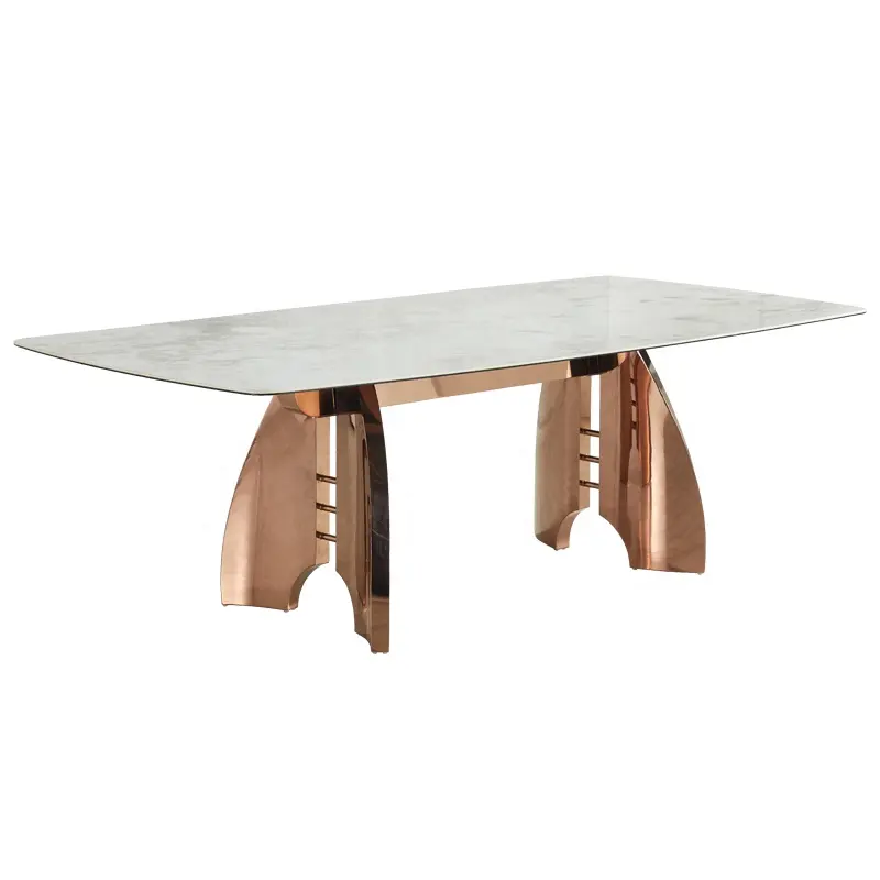 Tavolo ristorante quadrato in marmo tavolo da pranzo di lusso in marmo con base in acciaio inox tavoli moderni minimalisti