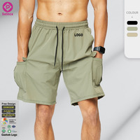 Shorts cargo de sport d'extérieur pour hommes, grande taille, couleur unie, séchage rapide, avec logo personnalisé, pour fitness et course à pied, avec grandes poches
