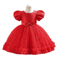 Robe de fille à paillettes de fleurs roses avec manches bouffantes Robe de concours de beauté pour mariage ou fête pour la première petite fille