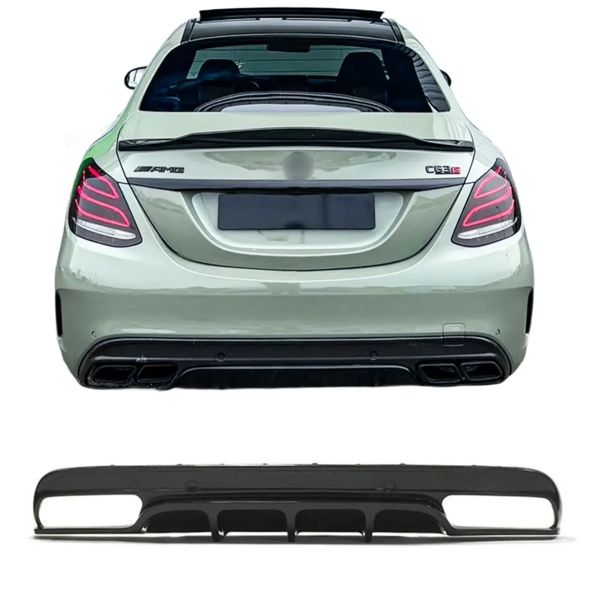 W205 C63 AMG FD Style Carbon Fiber Rear Diffuser For Mercedes-Benz W205 C63 AMG Sport Bumper For Sedan 4 Door 2015-2021